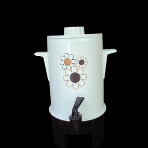 Vintage Regal Ware Poly Perk Coffee Urn, 10-20 Cup Retro Daisy Percolator, 1970s Flower Power Kitchen Decor, MCM Entertaining Piec