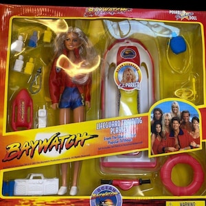 Vintage Pamela Anderson Baywatch Doll & Accessories NIB Lifeguard Training Set    #8105  C.J. Parker - barbie style Rare Collectible Playset