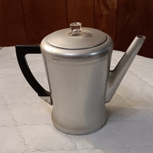 FLAVO-PERK De Luxe Percolator Aluminum Ware, Vintage Westbend Coffee Pot art deco