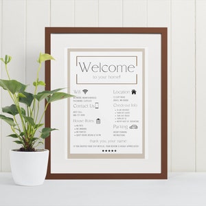 Welcome Sign for Airbnb Hosts, Vacation Rental Printable, Guest Arrival Poster, Template for VRBO, Template for AirBnb, House Rules, Wifi