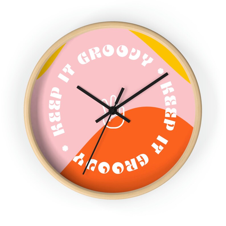 Keep It Groovy Wall Clock | Hippy Clock, Retro Clock, Basement Clock, Bedroom Clock, 70s Throwback image 2