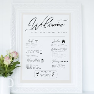 Welcome Sign for Airbnb Hosts, Vacation Rental Printable, Guest Arrival Poster, Template for VRBO, Things to Know, Beach House Rules, Wifi