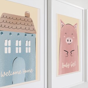 Downloadable Art Prints, Neutral Nursery Print, Aesthetic Nursery Art, Animal Nursery Prints, Welcome Home Baby Girl Prints