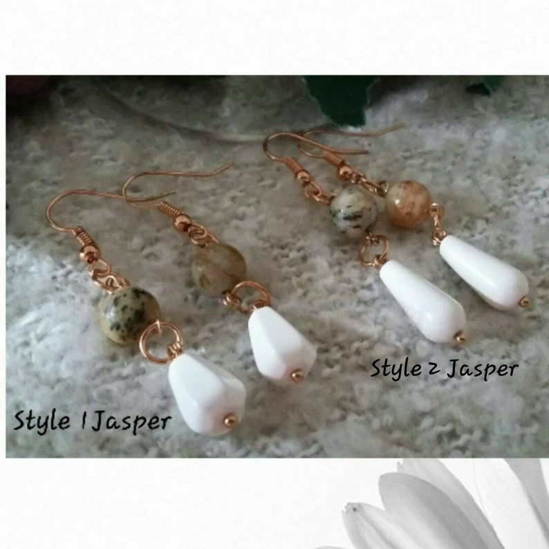 Handmade Valentine/'s Day Gift Mother/'s Day Birthday Anniversity Rose Gold Jasper Dangling Earrings Christmas