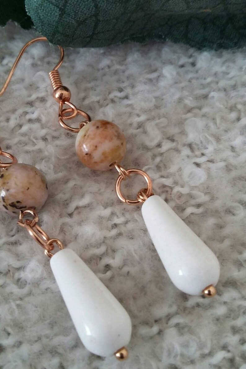 Handmade Valentine/'s Day Gift Mother/'s Day Birthday Anniversity Rose Gold Jasper Dangling Earrings Christmas