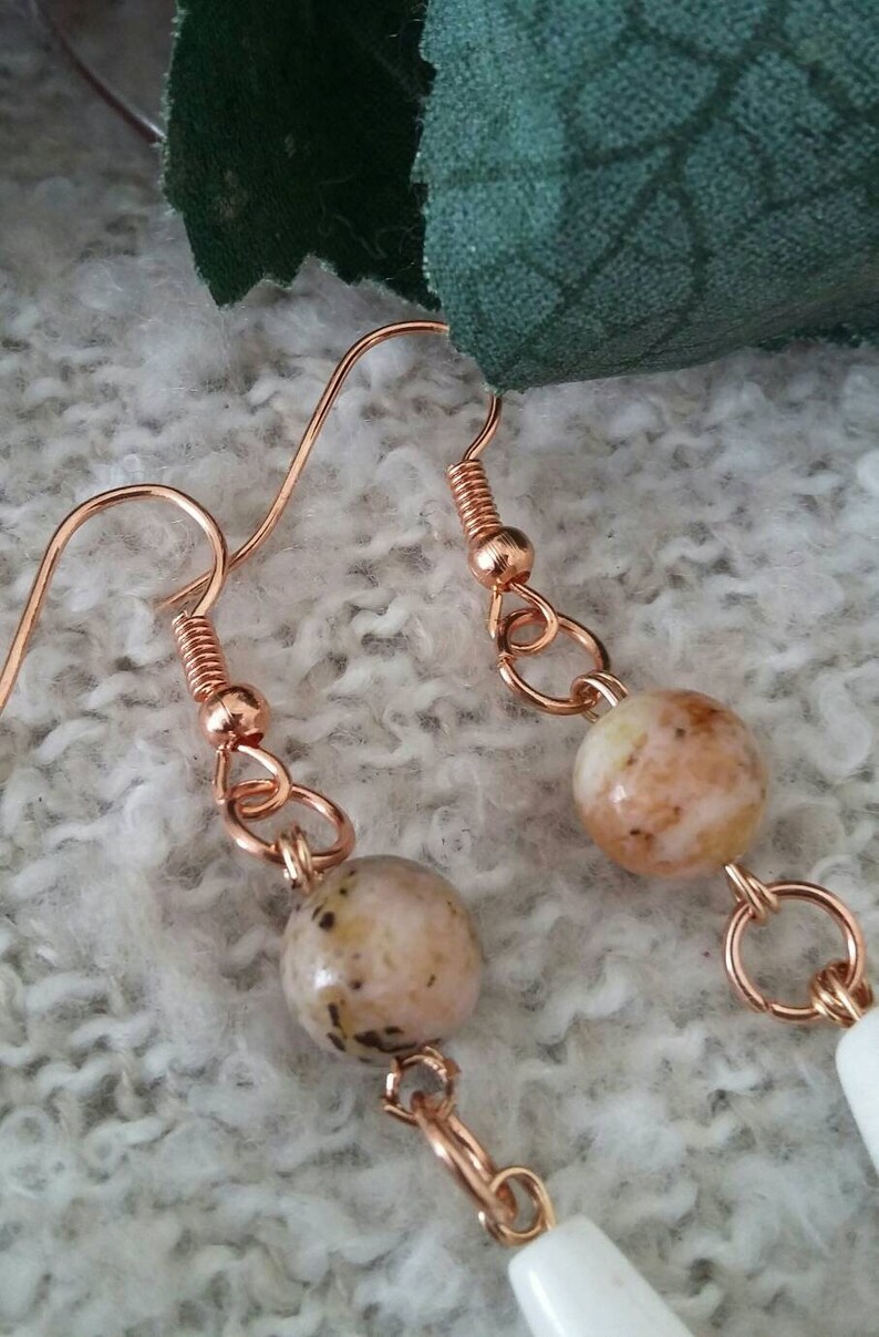 Handmade Valentine/'s Day Gift Mother/'s Day Birthday Anniversity Rose Gold Jasper Dangling Earrings Christmas