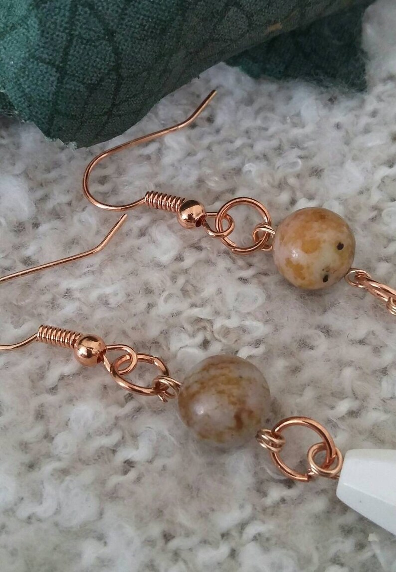 Handmade Valentine/'s Day Gift Mother/'s Day Birthday Anniversity Rose Gold Jasper Dangling Earrings Christmas
