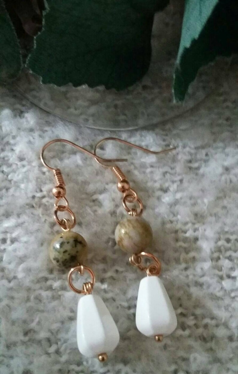 Handmade Valentine/'s Day Gift Mother/'s Day Birthday Anniversity Rose Gold Jasper Dangling Earrings Christmas