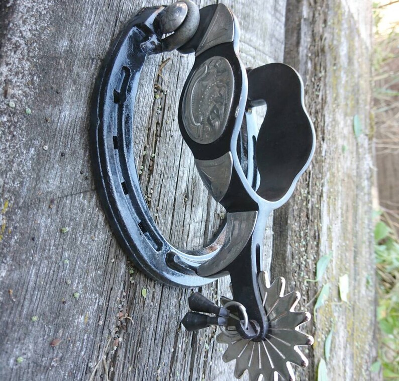 Fancy Rustic Horseshoe and Spur Door Knocker Etsy