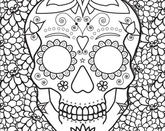 Adult Coloring Book Page: SWEET DEATH (Sugar Skull)