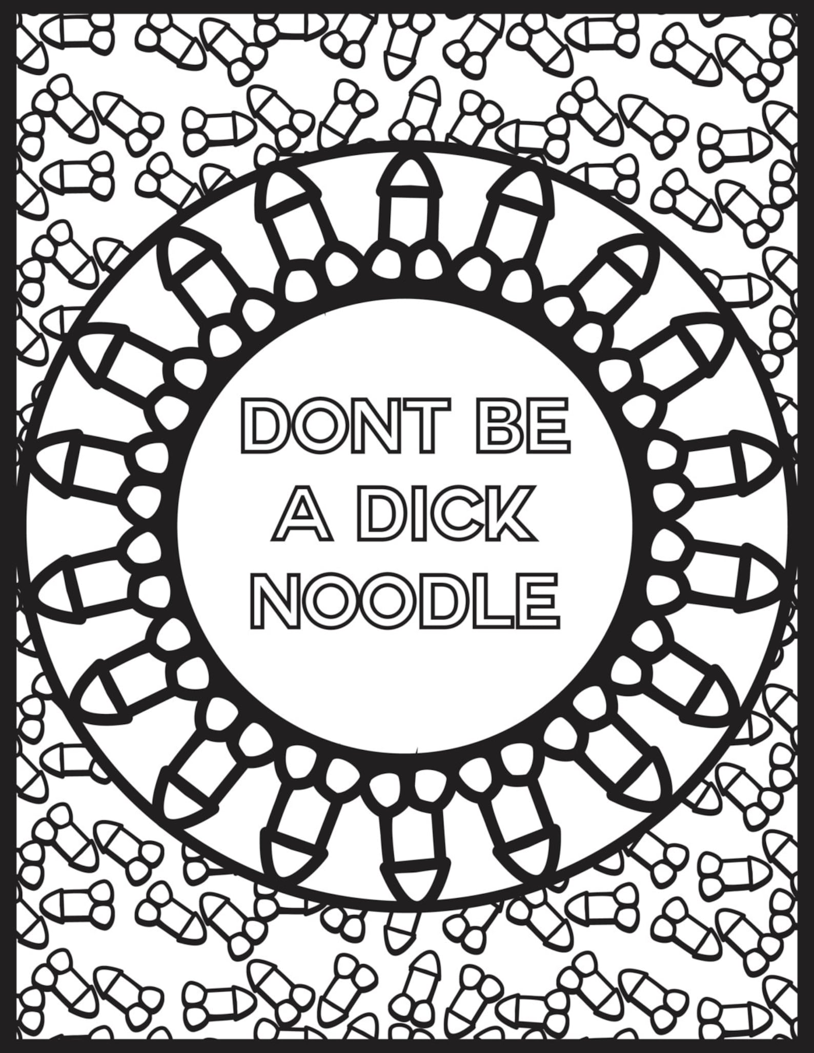 Printable Adult Coloring Book Page: DICK NOODLE - Etsy
