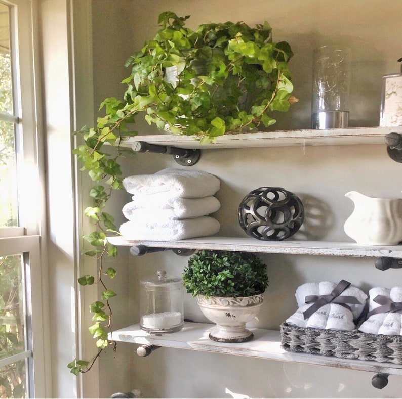 Open Shelving Industrial Shelf Pipe Shelf White Floating Etsy