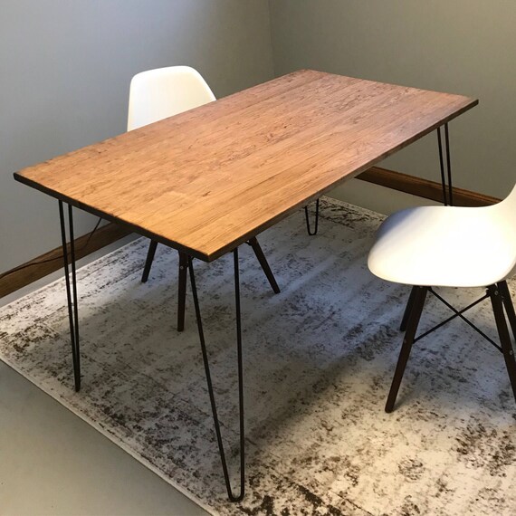 Hairpin Leg Desk Wood Desk Midcentury Modern Desk Office Etsy