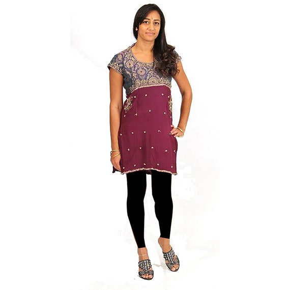 Embroidered and beaded silk dress made from vintag