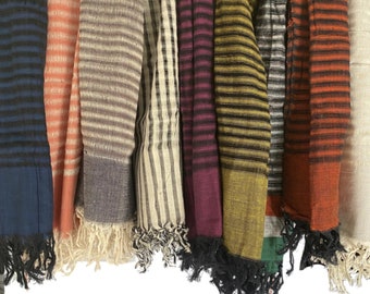 Handwoven Striped Cotton Scarves