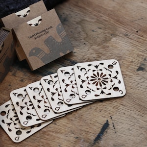 Laser Cut Baltic Birch Tablet Weaving Cards: Hand Finished, 15pc