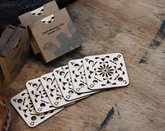 Tarjetas de tejido de tablillas de abedul báltico cortadas con láser: acabado a mano, 15 piezas