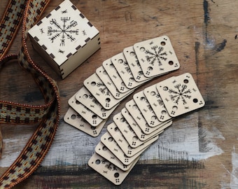 Tarjetas de tejido grabadas con láser: Abedul Báltico, 24 piezas (40 mm)