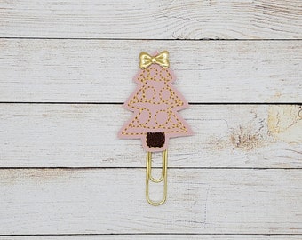 Pink Christmas Tree Planner Clip Paperclip