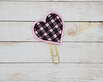 Plaid Heart Planner Clip Paperclip