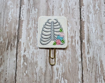 Floral Ribcage Planner Clip Paperclip