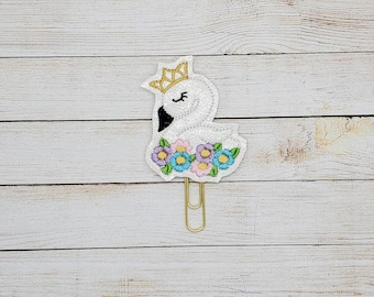 Floral Swan Planner Clip Paperclip