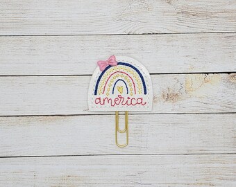 Pink America Rainbow Planner Clip Paperclip