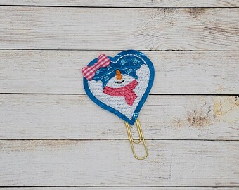 Snowman Heart Planner Clip Paperclip