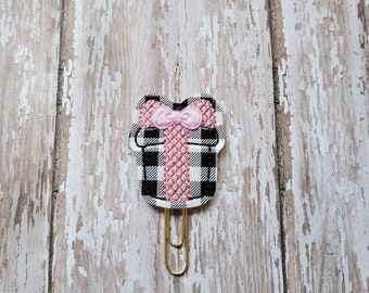 Checkered Present Planner Clip Paperclip