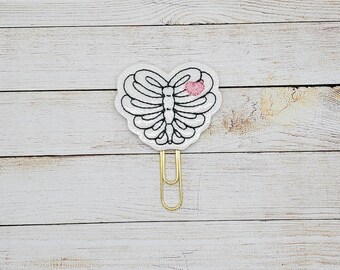 Skeleton Heart Ribcage Planner Clip Paperclip