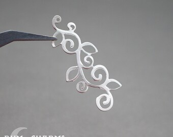 0478 - Pendant Connector, Matte Original Rhodium Plated, Henna Design Floral Filigree Connector Pendant, 2 Pieces