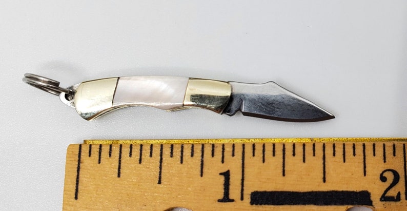 Miniature Knife 1 Black or Pink Mother of Pearl Working Mini Knife Folding Pocket Knife Charm Pendant Knife Jewelry Supply image 4