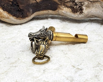 Horse Whistle  Very Loud Working Whistle Gold & Silver Toned -  Pendant, Survival Whistle, Student, Hiker, Biker, Warning