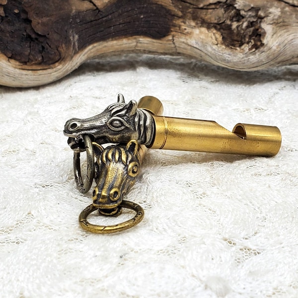 Horse Whistle  Very Loud Working Whistle Gold & Silver Toned -  Pendant, Survival Whistle, Student, Hiker, Biker, Warning