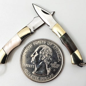 Miniature Knife 1 Black or Pink Mother of Pearl Working Mini Knife Folding Pocket Knife Charm Pendant Knife Jewelry Supply image 1