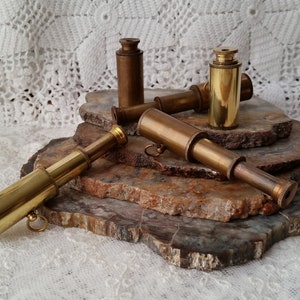 Miniature Brass Telescope - Raw Brass Nautical Maritime Mini Spyglass - STEAMPUNK Pendant, Charm, Vintage Style Telescope