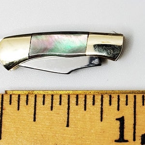 Miniature Knife 1 Black or Pink Mother of Pearl Working Mini Knife Folding Pocket Knife Charm Pendant Knife Jewelry Supply image 6