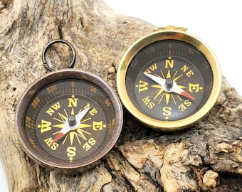Brass Compass, Nautical - 38 -40mm, Larger Sized Working Compass, Golden Faced, STEAMPUNK Pendant, Charm, Brass Compass
