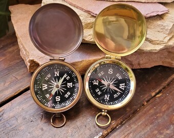 Compass with Lid, 45mm READ DESCRIPTION Pocket Vintage Brass Magnetic Nautical  Larger Sized Working Compass - STEAMPUNK Pendant, Antique