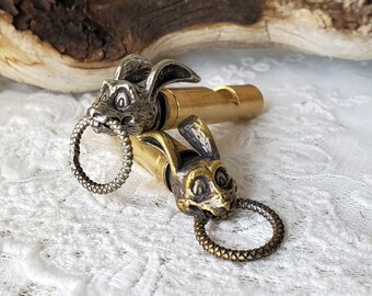 Loud Whistle - Working Solid Brass Rabbit Whistle - About 2 3/4" Pendant, Bunny Survival Whistle, Hiker, Warning