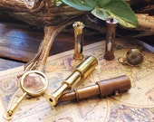 Miniature Brass Telescope - Raw Brass Nautical Maritime Mini Spyglass - STEAMPUNK Pendant, Charm, Vintage Style Telescope