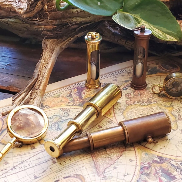 Miniature Brass Telescope: Steampunk Nautical Spyglass Pendant