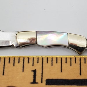 Miniature Knife 1 Black or Pink Mother of Pearl Working Mini Knife Folding Pocket Knife Charm Pendant Knife Jewelry Supply image 5