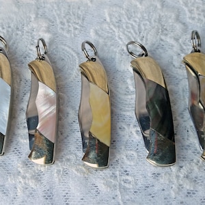 Messen met parel handvat miniatuur 1 1/2&quot; mes, sleutelhangermes, ritssluiting, klein opvouwbaar zakmes, mini voor het maken van sieraden