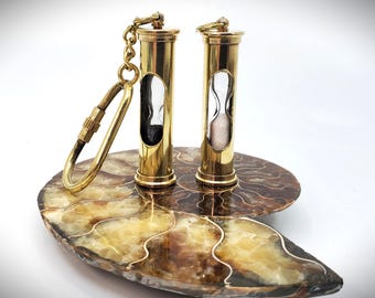 Miniature Hourglass  Not a Functioning Timer (1-3 seconds), Brass & Glass Sand Timer Pendant, Charm, Supply