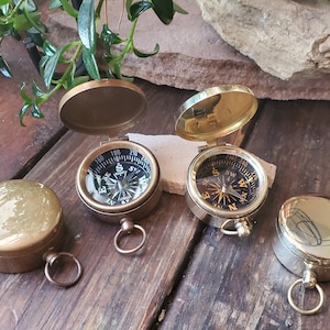 Miniature Brass Compass - 36mm, 1 3/8 Inch,  Working Compass w/ Lid - STEAMPUNK Pendant, Charm, Brass Compass