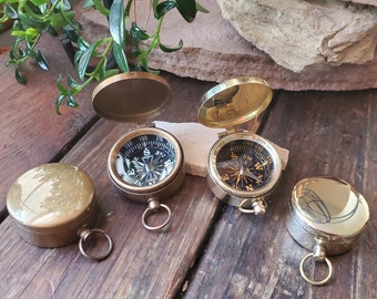 Miniature Brass Compass - 36mm, 1 3/8 Inch,  Working Compass w/ Lid - STEAMPUNK Pendant, Charm, Brass Compass
