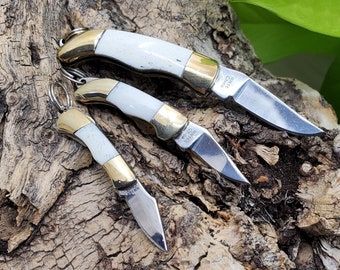 Tiny Knives, 1" - 1 1/2" Miniature Knives, Rough Rider, Bone Handles, Real Working Folding Pocket Knife, Making Jewelry, Mini Bone Knife