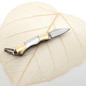 Mini Folding Knife Charm: Mother of Pearl, Abalone, or Bone Handle