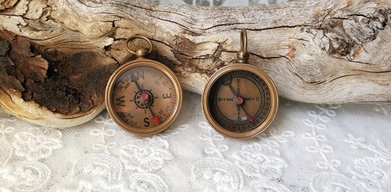 Antique Vintage Brass Lot Of 25 Compass Nautical Lid Compass 35 mm 